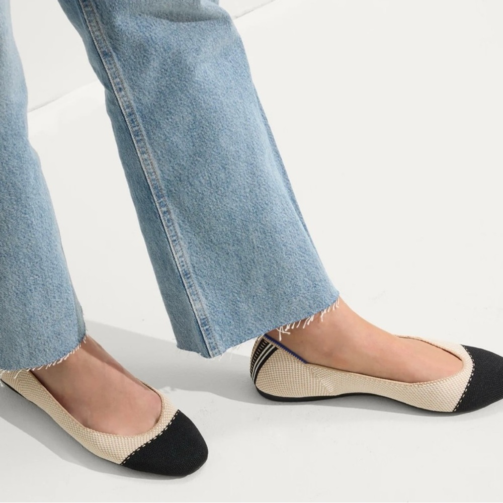 Rothy’s Tuxedo Black and Cream The Square Flats - size 8